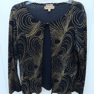 Stretch Notations Top Black Gold Sparkling ​Size PL
